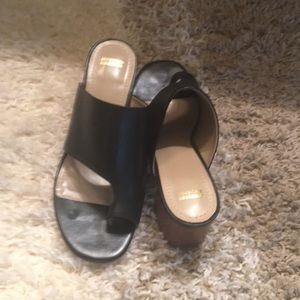 Black Genuine Leather  Mule Shoes